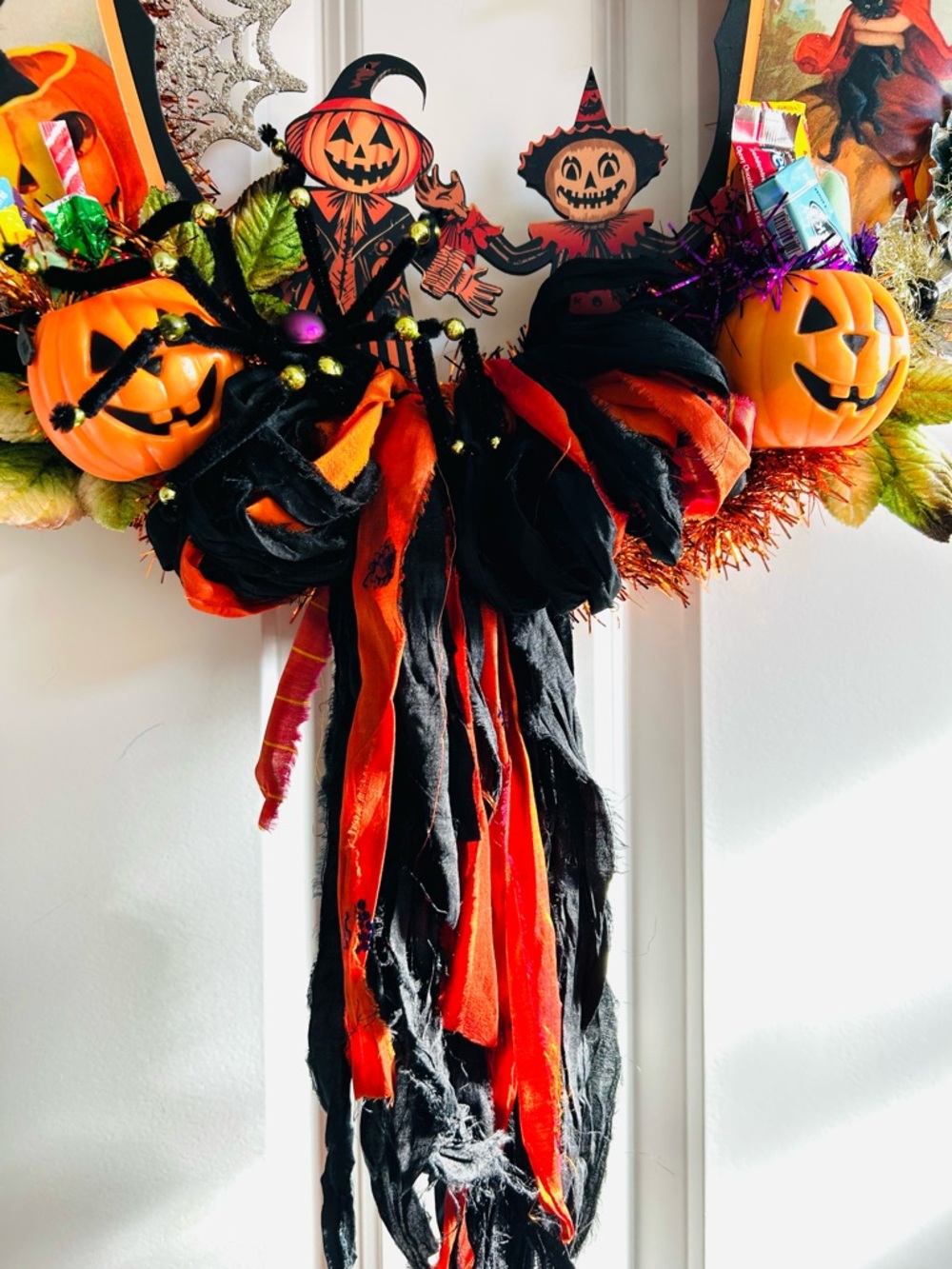 Vintage Repurposed Halloween Festive Holiday Wreath - Picture 7 of 9